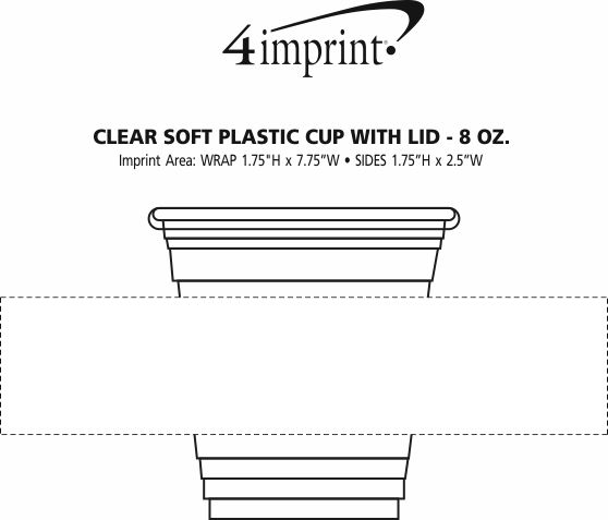 Imprint Area of Clear Soft Plastic Cup with Lid - 8 oz.