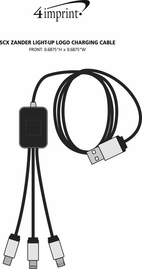 Imprint Area of SCX Zander Light-Up Logo Charging Cable