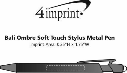 Imprint Area of Bali Ombre Soft Touch Stylus Metal Pen