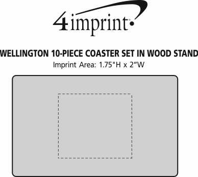 Imprint Area of Wellington 10-Piece Coaster Set in Wood Stand
