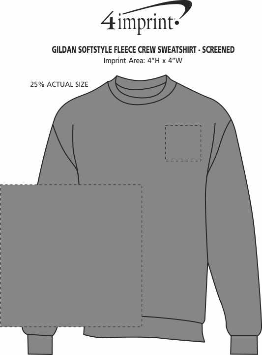 Imprint Area of Gildan Softstyle Fleece Crew Sweatshirt - Screened