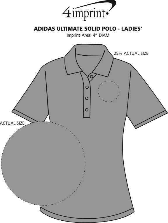 Imprint Area of adidas Ultimate Solid Polo - Ladies'