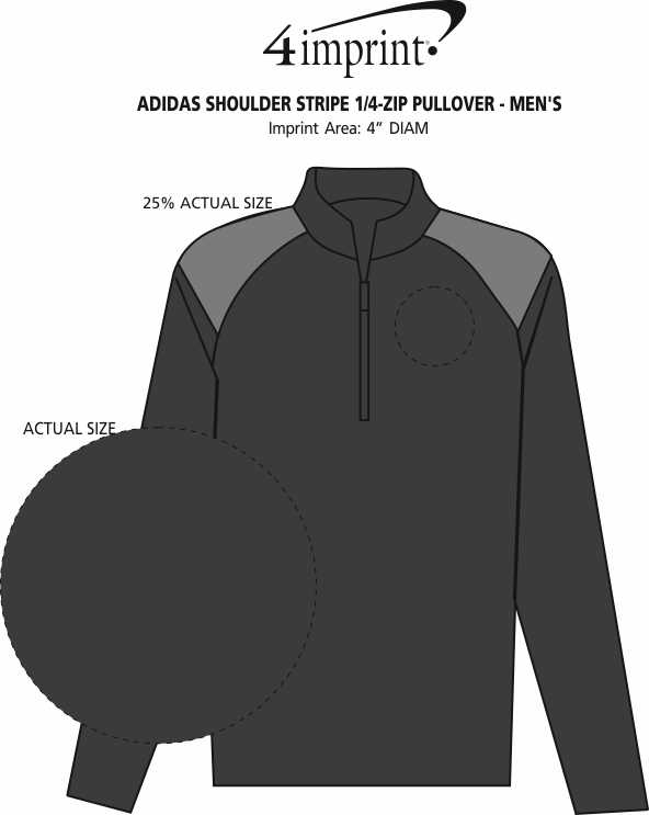 Imprint Area of adidas Shoulder Stripe 1/4-Zip Pullover - Men's
