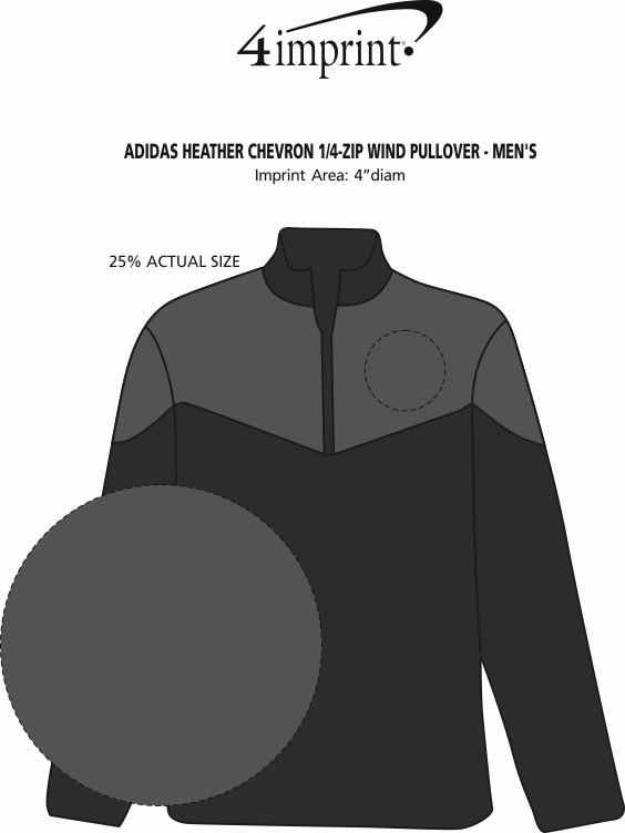 Imprint Area of adidas Heather Chevron 1/4-Zip Wind Pullover - Men's