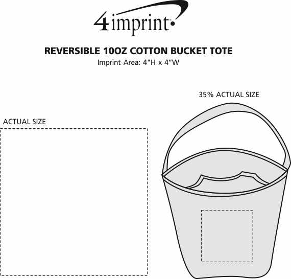 Imprint Area of Reversible 10oz Cotton Bucket Tote
