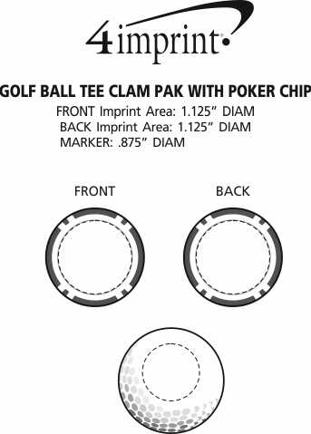 Imprint Area of Golf Ball Tee Clam Pak with Poker Chip