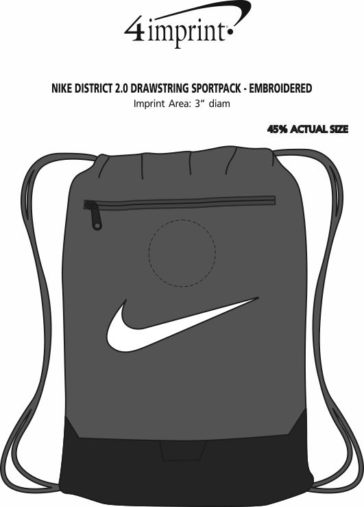 Imprint Area of Nike District 2.0 Drawstring Sportpack - Embroidered