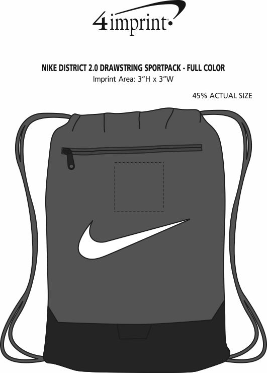 Imprint Area of Nike District 2.0 Drawstring Sportpack - Full Color