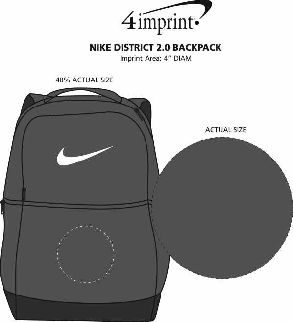 Imprint Area of Nike District 2.0 Backpack