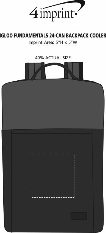 Imprint Area of Igloo Fundamentals 24-Can Backpack Cooler