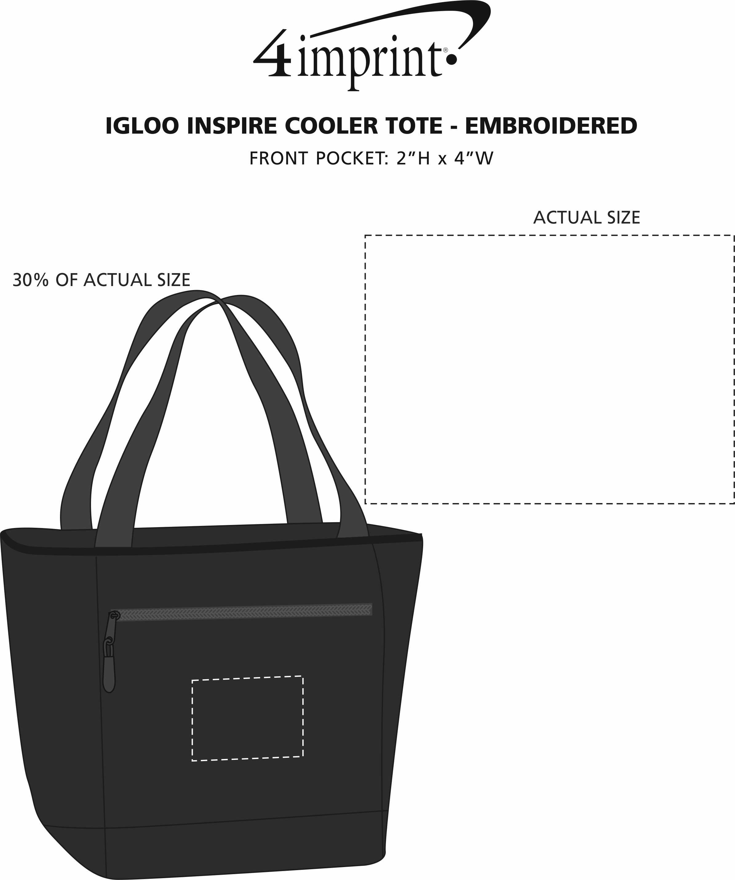 Imprint Area of Igloo Inspire Cooler Tote - Embroidered