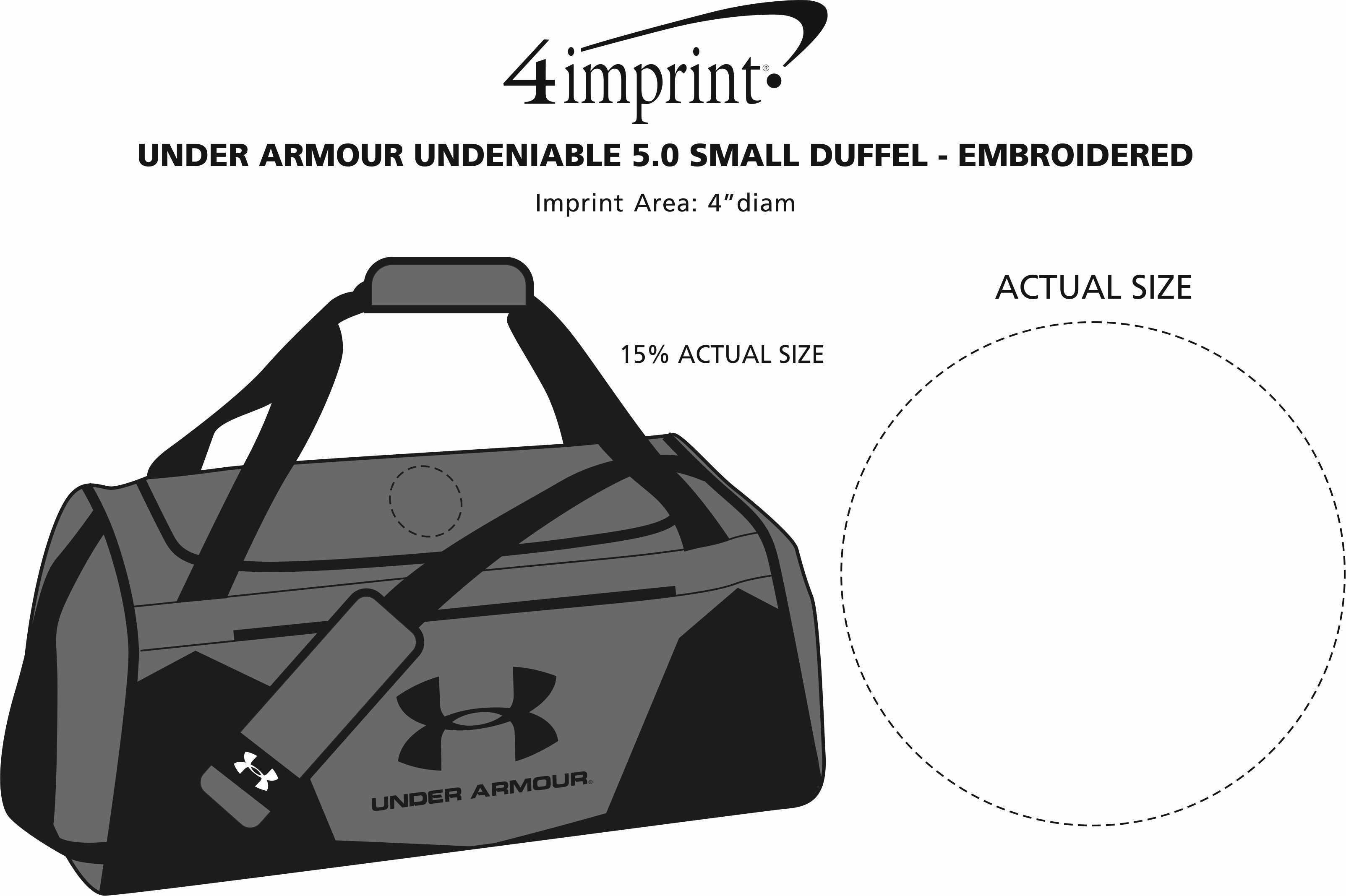 Imprint Area of Under Armour Undeniable 5.0 Small Duffel - Embroidered