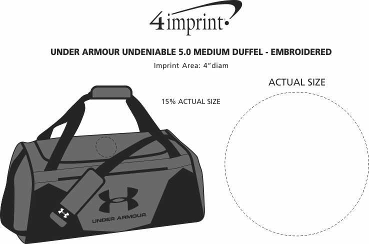 Imprint Area of Under Armour Undeniable 5.0 Medium Duffel - Embroidered
