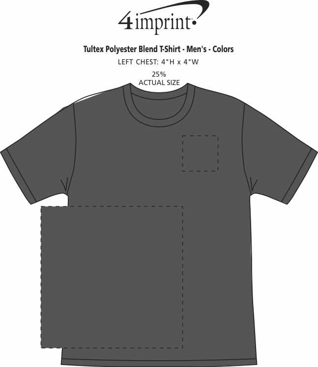 Imprint Area of Tultex Polyester Blend T-Shirt - Men's - Colors