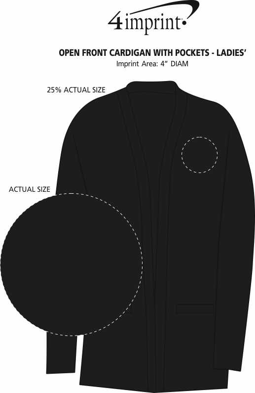 Imprint Area of Open Front Cardigan with Pockets - Ladies'