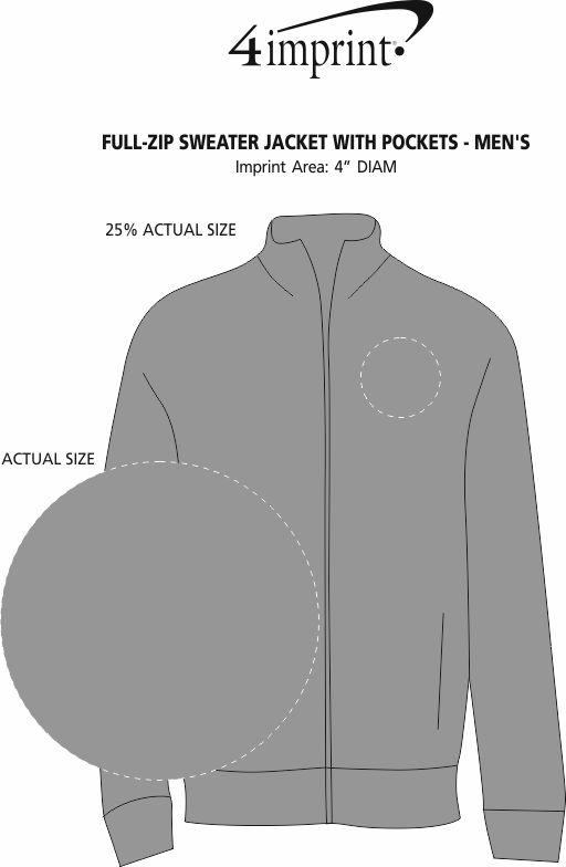 Imprint Area of Full-Zip Sweater Jacket with Pockets - Men's