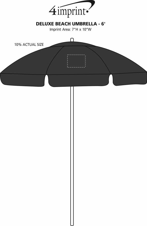 Imprint Area of Deluxe Beach Umbrella - 6'