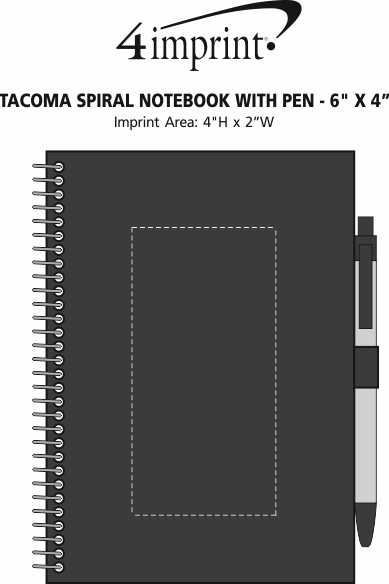 Imprint Area of Tacoma Spiral Notebook with Pen - 6" x 4"
