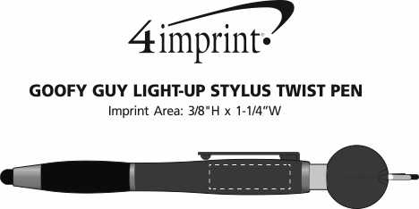 Imprint Area of Goofy Guy Light-Up Stylus Twist Pen