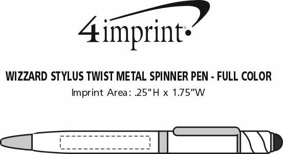 Imprint Area of Wizzard Stylus Twist Metal Spinner Pen - Full Color