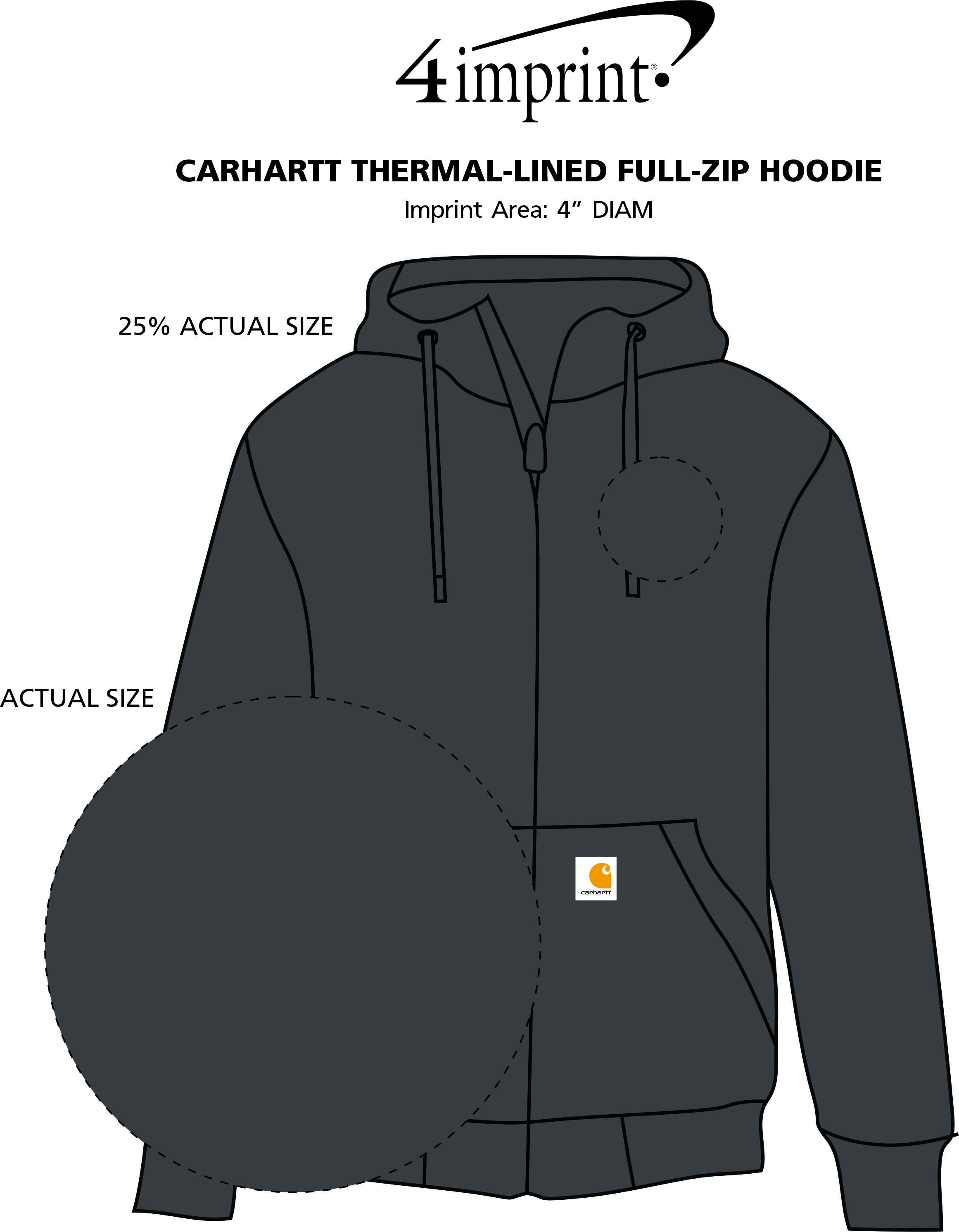 Imprint Area of Carhartt Thermal-Lined Full-Zip Hoodie
