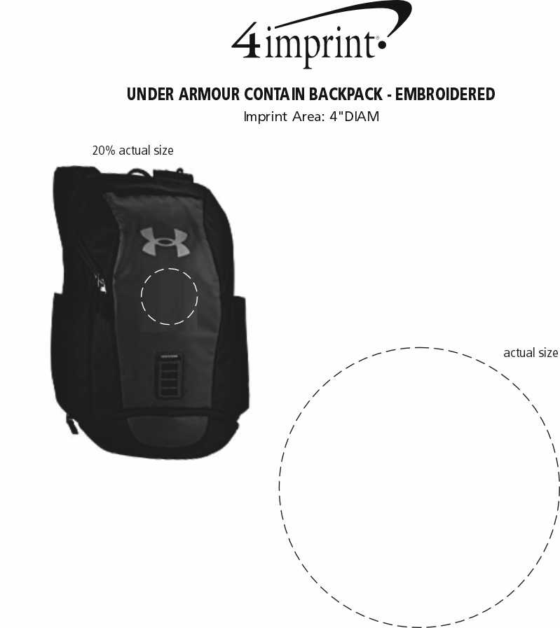 Imprint Area of Under Armour Contain Backpack - Embroidered