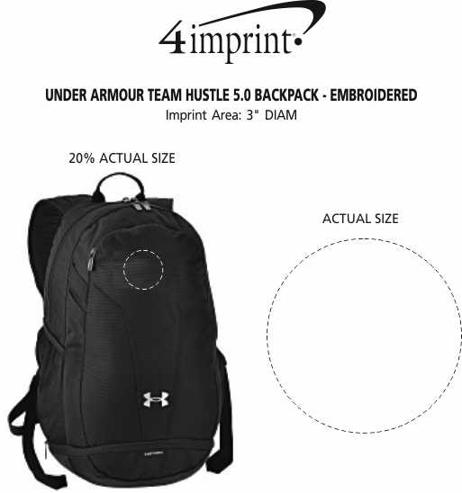 Imprint Area of Under Armour Team Hustle 5.0 Backpack - Embroidered