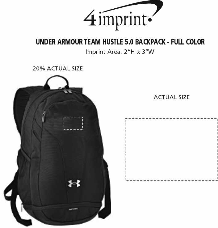 Imprint Area of Under Armour Team Hustle 5.0 Backpack - Full Color