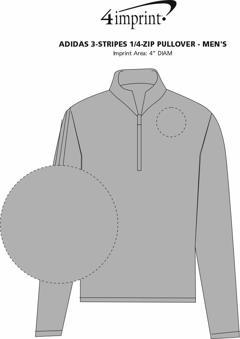 Imprint Area of adidas 3-Stripes 1/4-Zip Pullover - Men's
