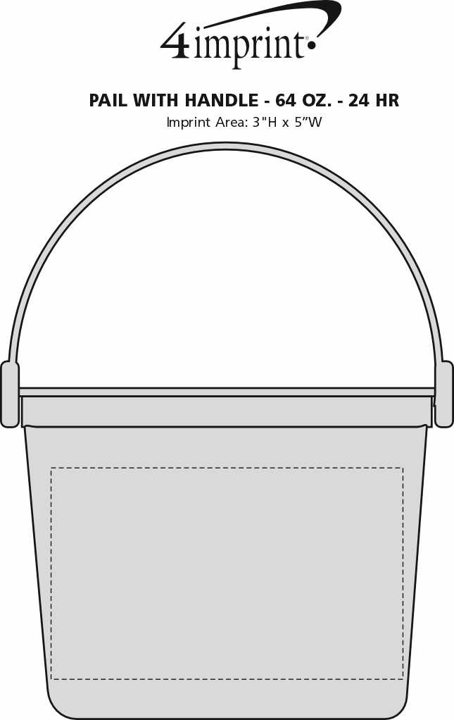 Imprint Area of Pail with Handle - 64 oz. - 24 hr