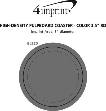 Imprint Area of High-Density Pulpboard Coaster - 3.5" Round - Color