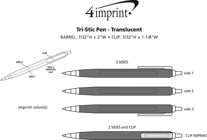 Imprint Area of Tri-Stic Pen - Translucent