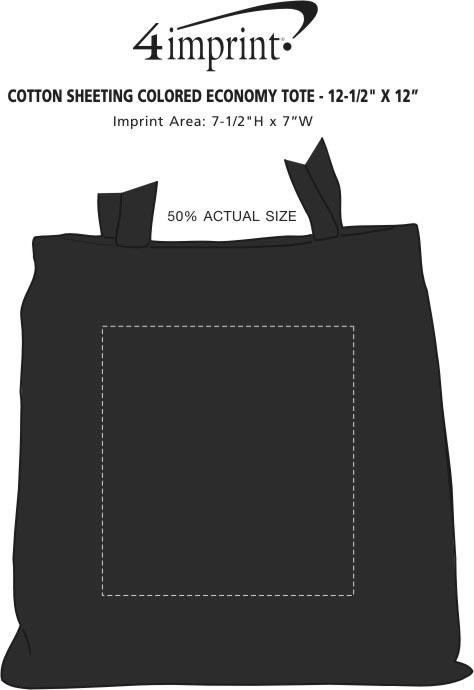 Imprint Area of Cotton Sheeting Colored Economy Tote - 12-1/2" x 12"