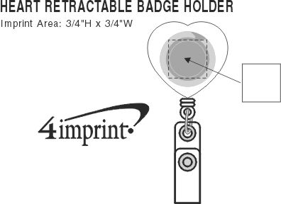 Imprint Area of Heart Shaped Retractable Badge Holder - Translucent