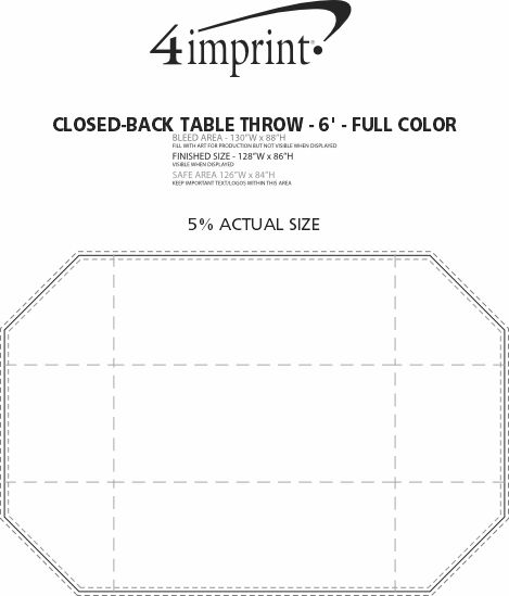 Imprint Area of Serged Closed-Back Table Throw - 6' - Full Color