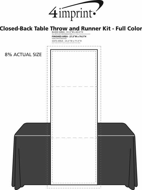 Imprint Area of Serged 6' Closed-Back Table Throw and Runner Kit - Full Color