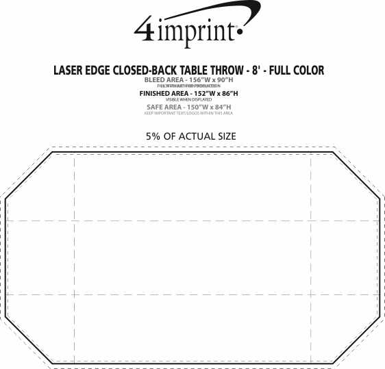 Imprint Area of Laser Edge Closed-Back Table Throw - 8' - Full Color