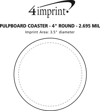 Imprint Area of Pulpboard Coaster - 4" Round - 2.695 mil