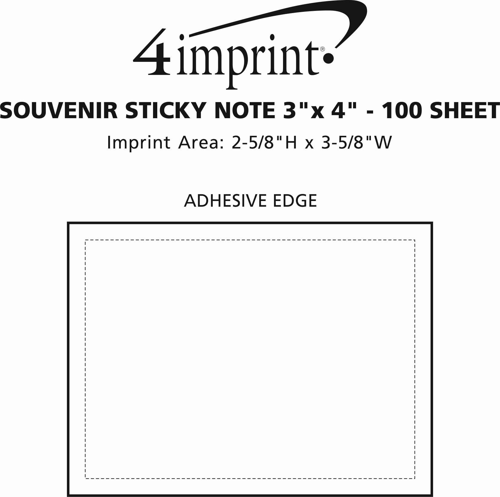 Imprint Area of Souvenir Sticky Note - 3" x 4" - 100 Sheet