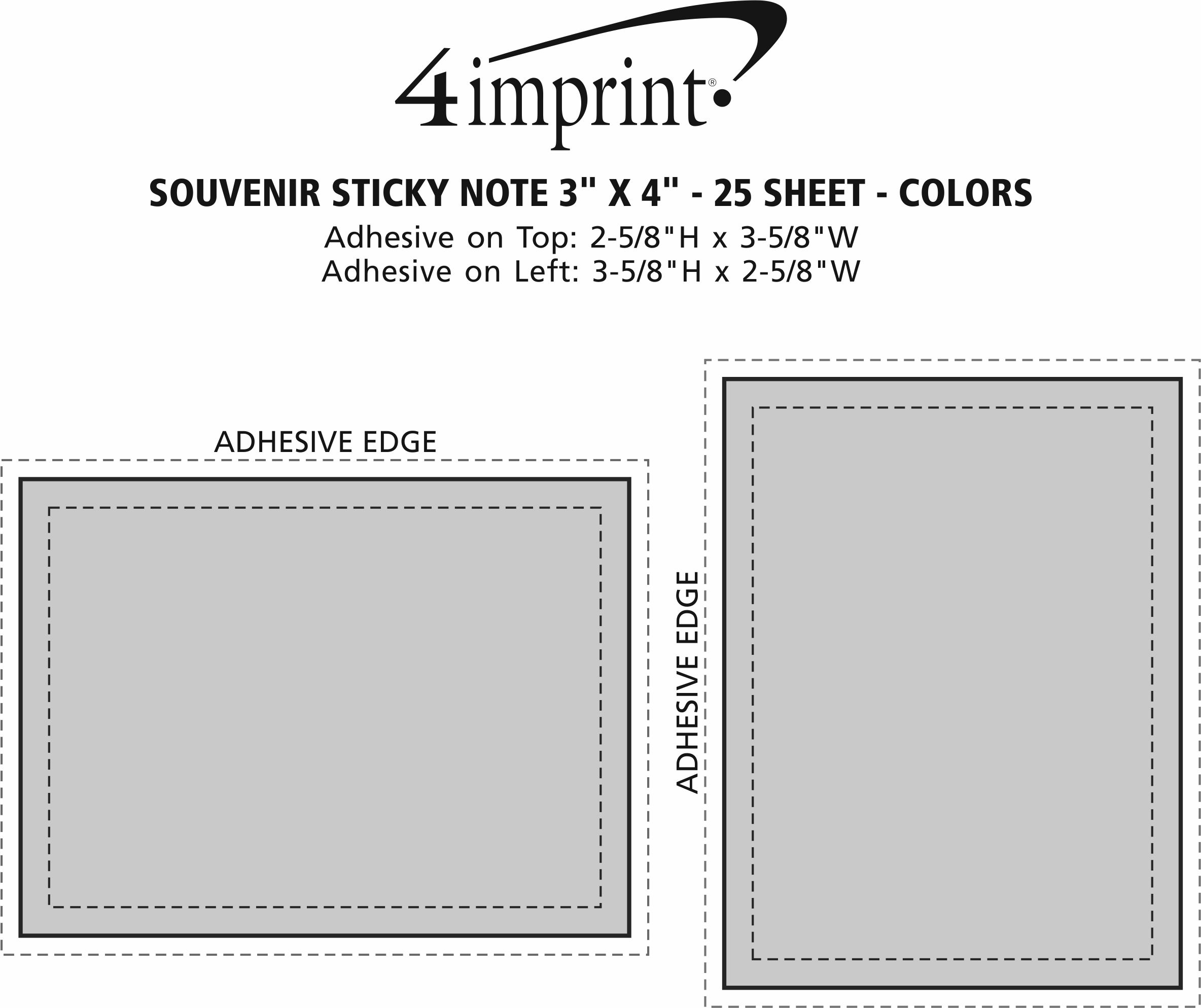 Imprint Area of Souvenir Sticky Note - 3" x 4" - 25 Sheet - Colors