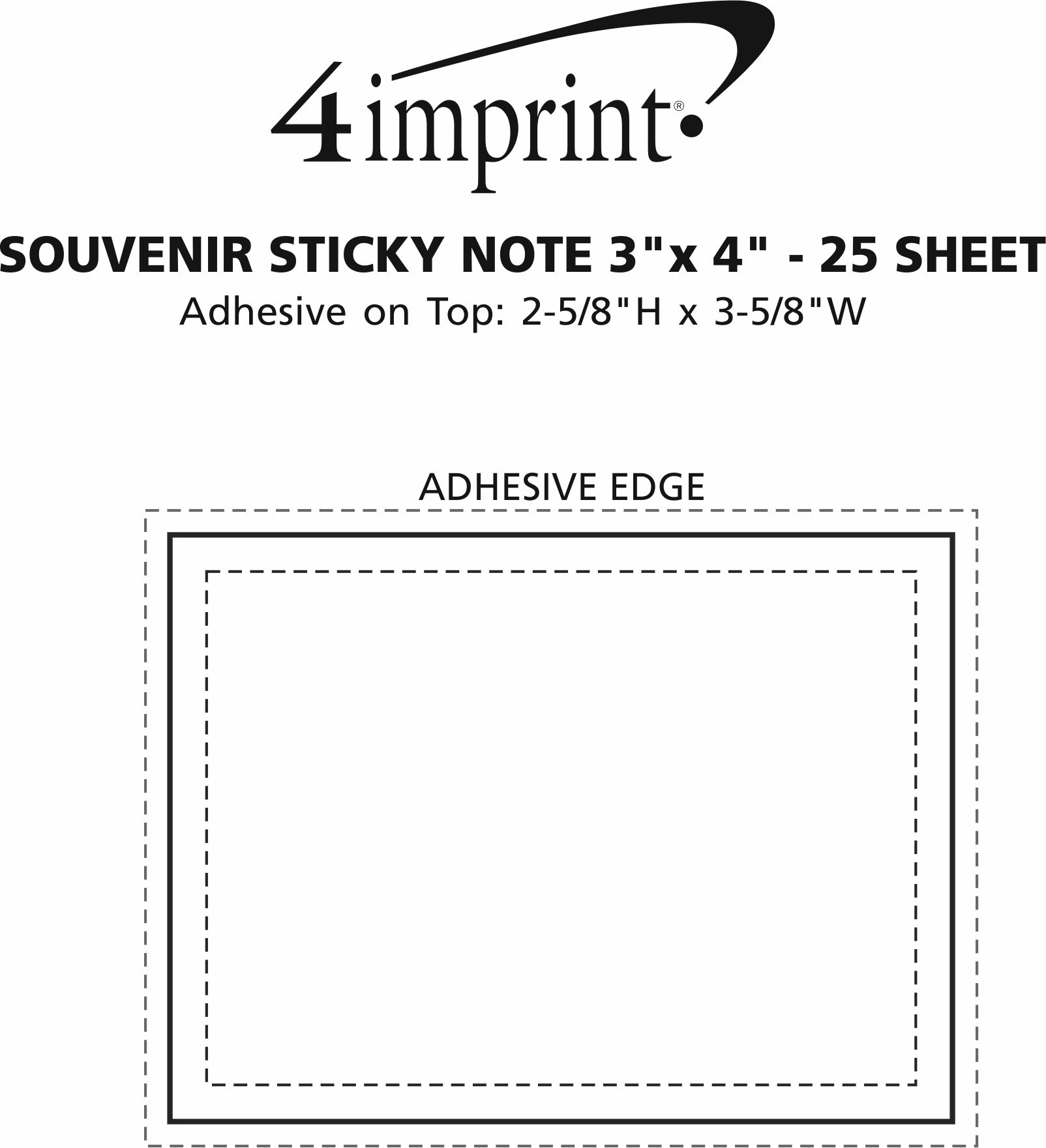 Imprint Area of Souvenir Sticky Note - 3" x 4" - 25 Sheet