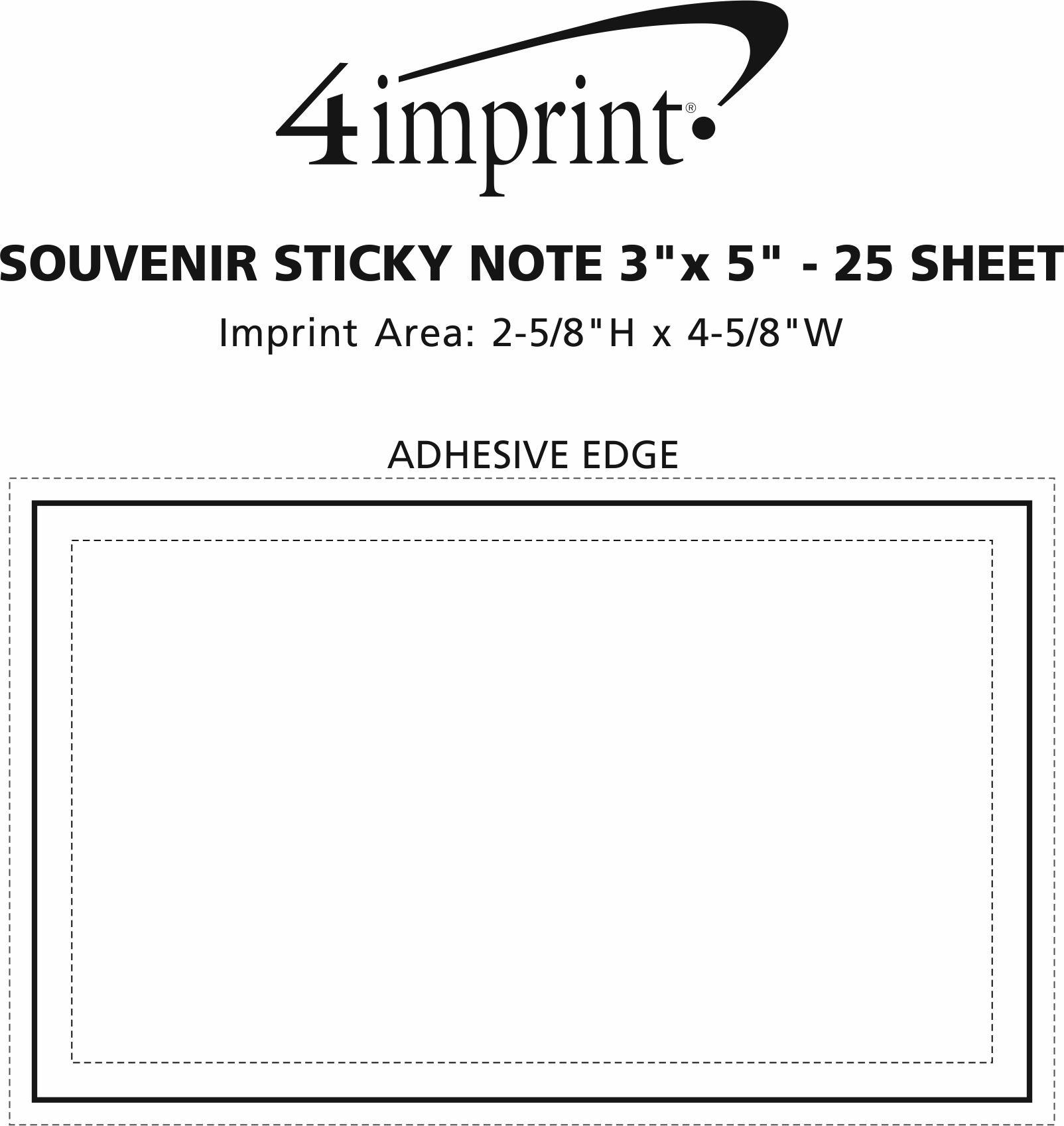 Imprint Area of Souvenir Sticky Note - 3" x 5" - 25 Sheet