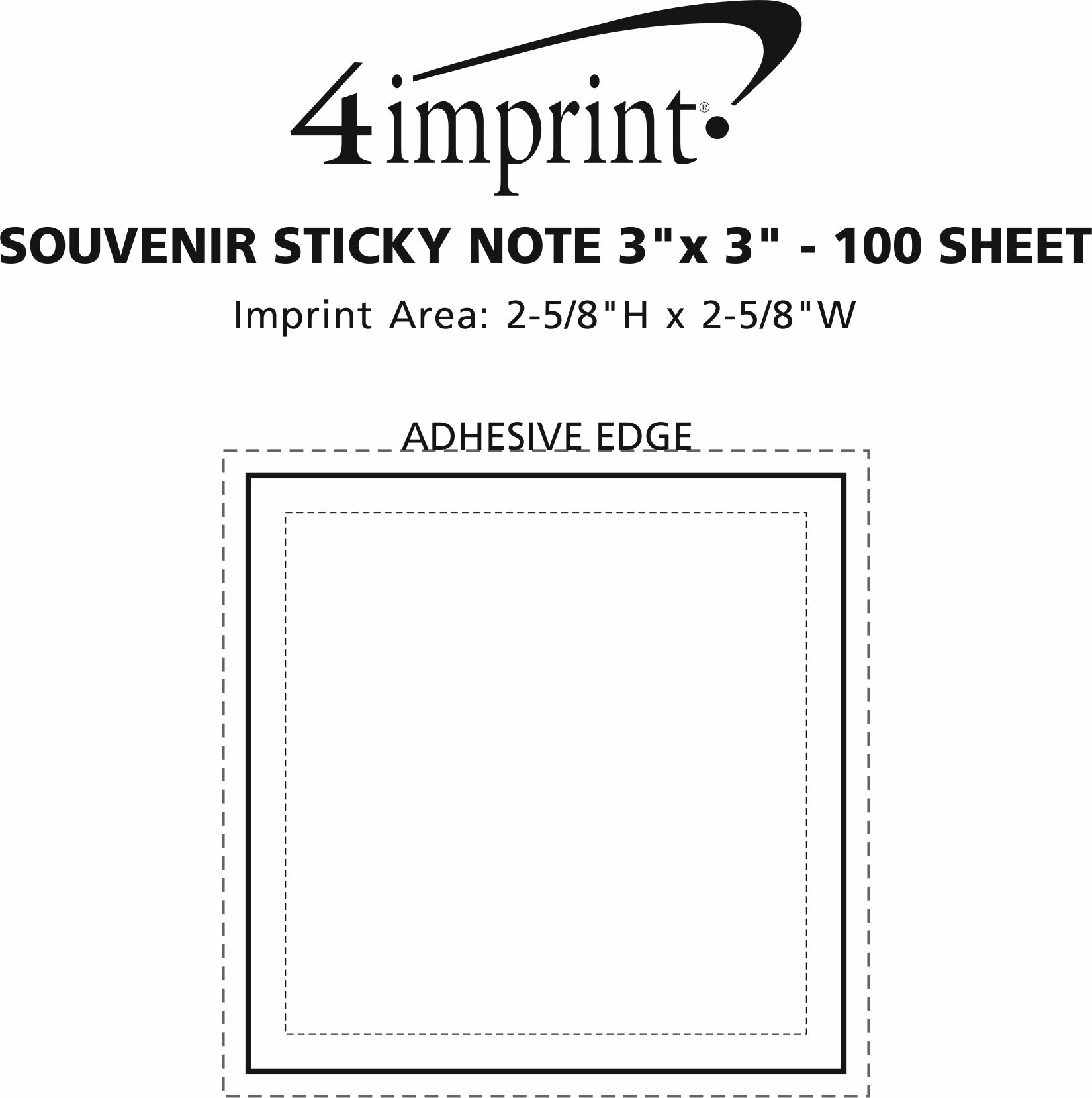 Imprint Area of Souvenir Sticky Note - 3" x 3" - 100 Sheet