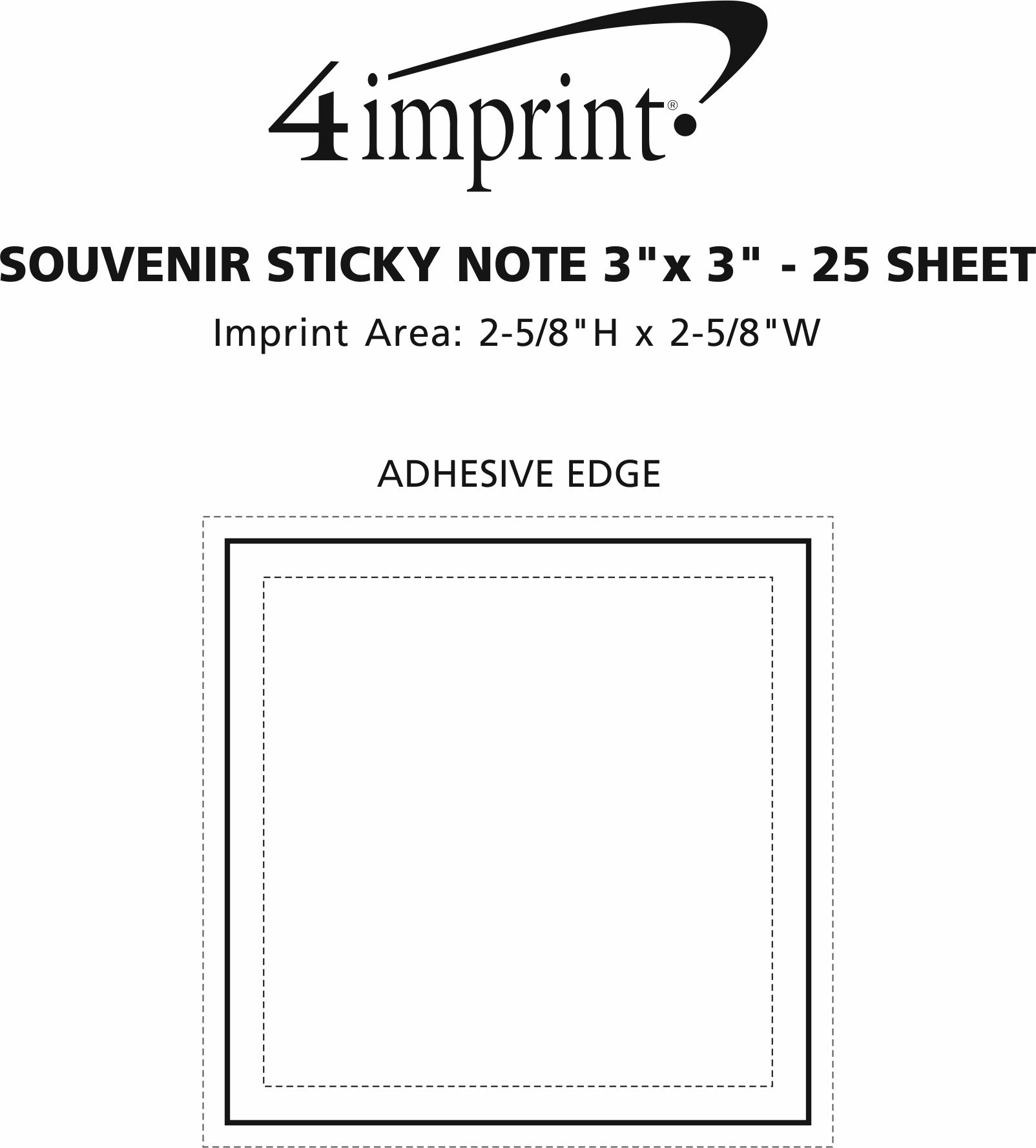 Imprint Area of Souvenir Sticky Note - 3" x 3" - 25 Sheet