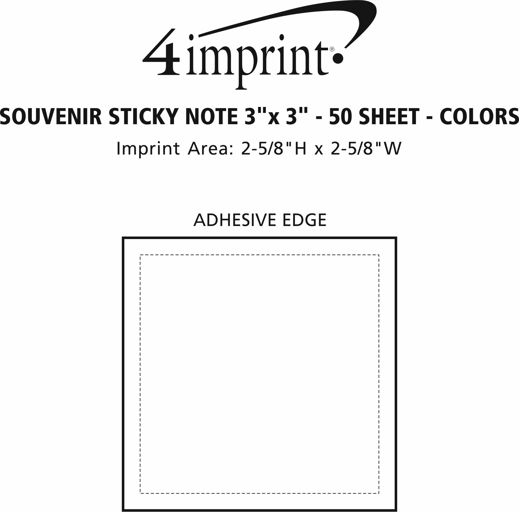 Imprint Area of Souvenir Sticky Note - 3" x 3" - 50 Sheet - Colors
