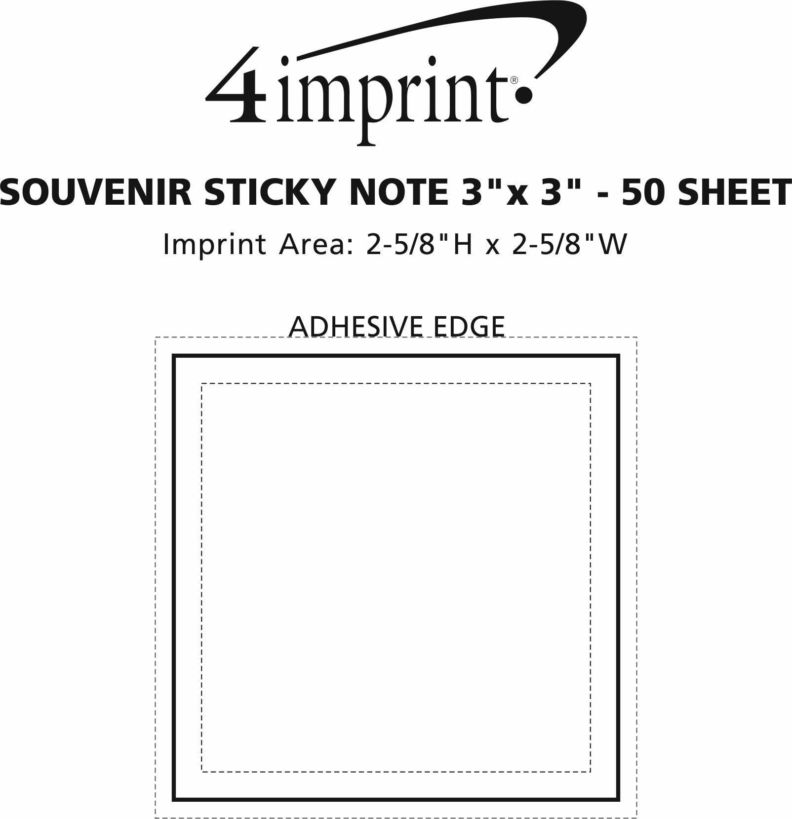 Imprint Area of Souvenir Sticky Note - 3" x 3" - 50 Sheet