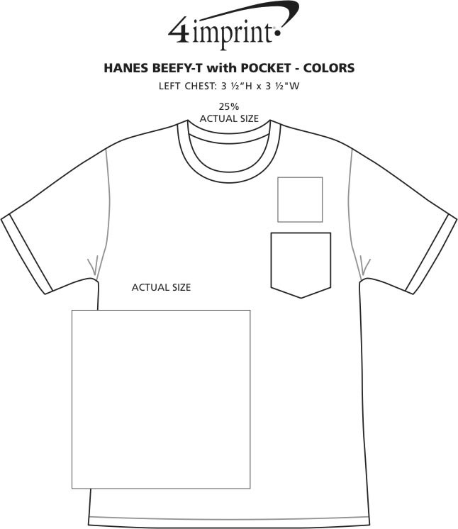 Imprint Area of Hanes Beefy-T with Pocket - Colors