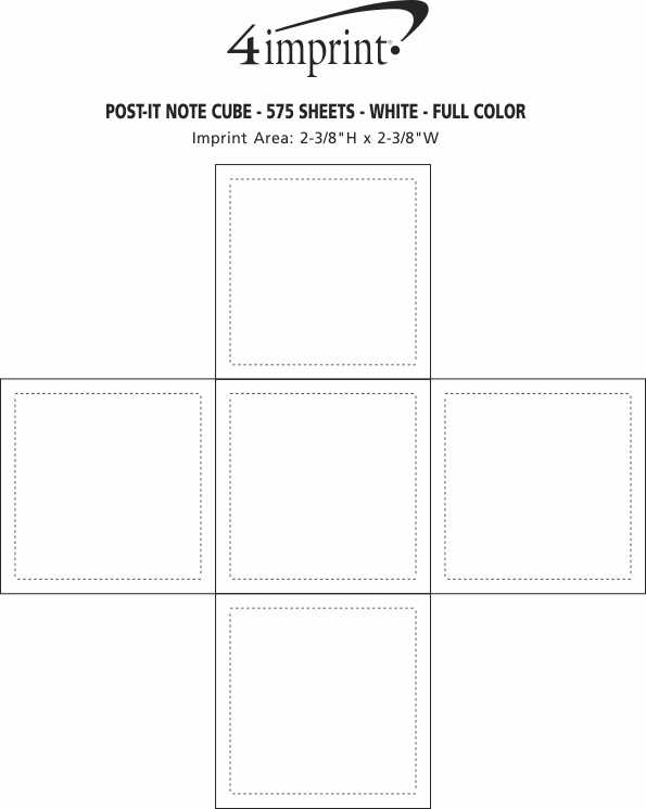 Imprint Area of Post-it® Notes Cubes - 575 Sheets - White - Full Color