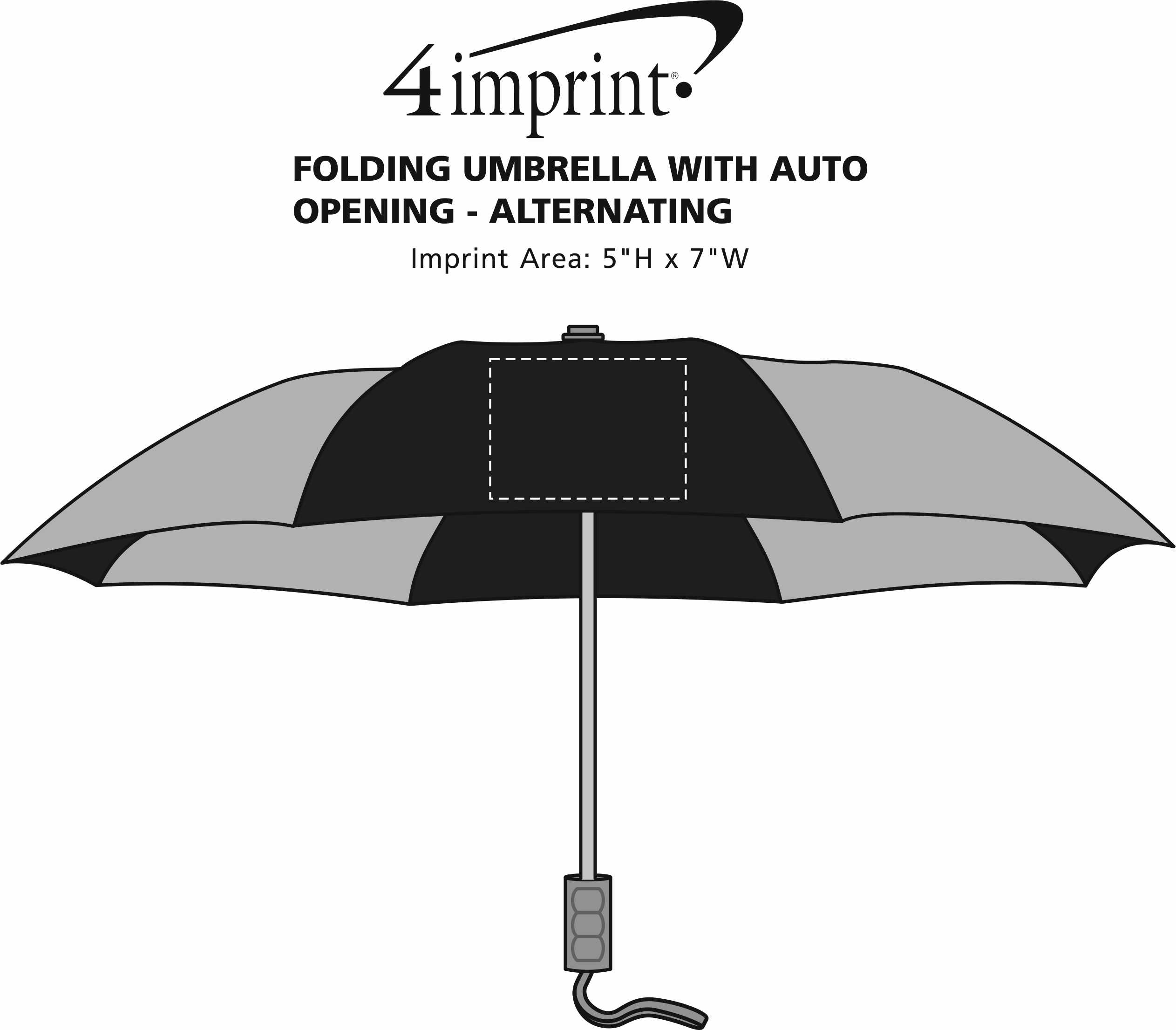 Imprint Area of 42" Folding Umbrella with Auto Open - Alternating - 42" Arc