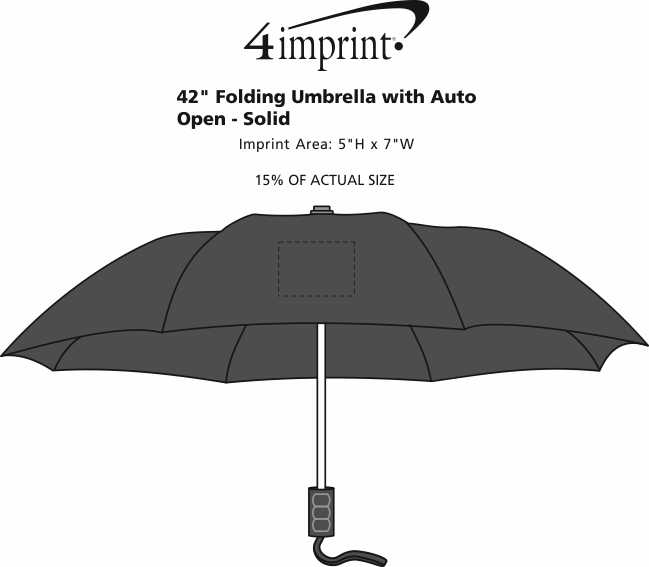 Imprint Area of 42" Folding Umbrella with Auto Open - Solid - 42" Arc